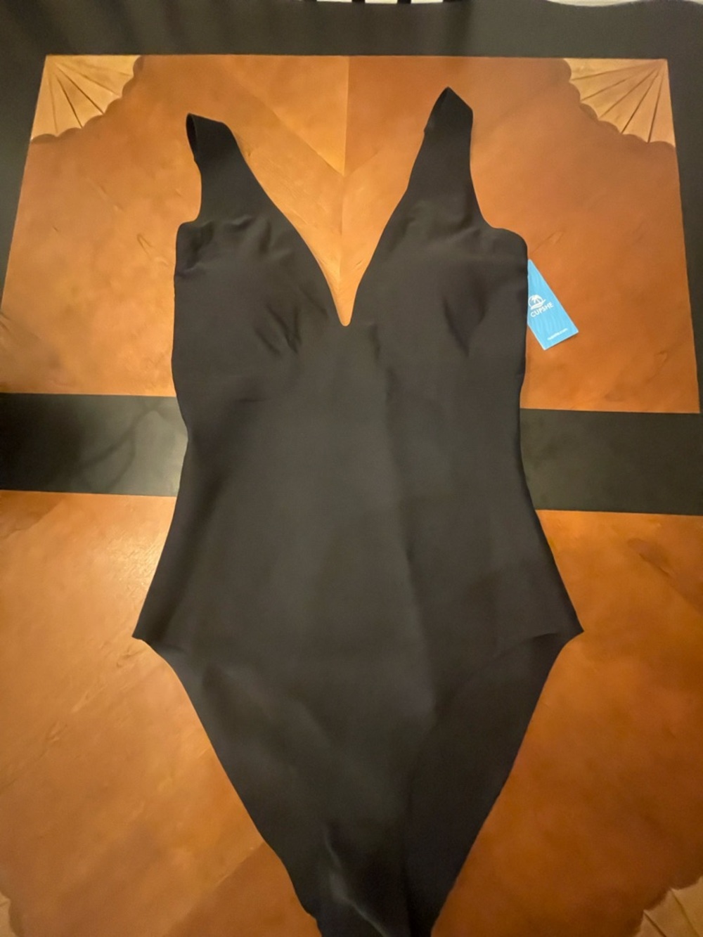 Cupshe Black V-Neck One-Piece Swimsuit
